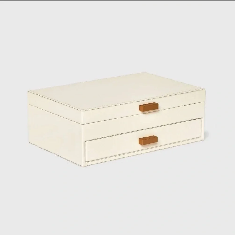 👗Cream and Tan Jewelry Organizer with Two Drawers